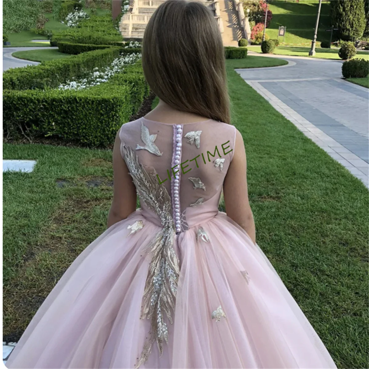 Vestido de princesa flor de tule menina, Vestido de baile colorido personalizado infantil, Festa de casamento infantil, Vestido de noite da menina