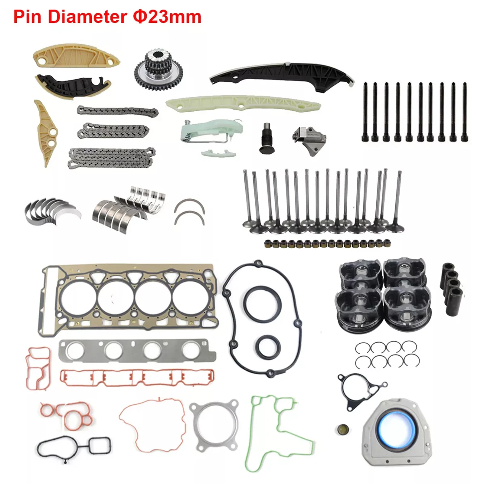 Kit Catena di Distribuzione e Pistoni AP01 23mm per Audi VW Jetta CAEA CAEB CDNB CDNC 2.0L 06K109467N 06H115225P