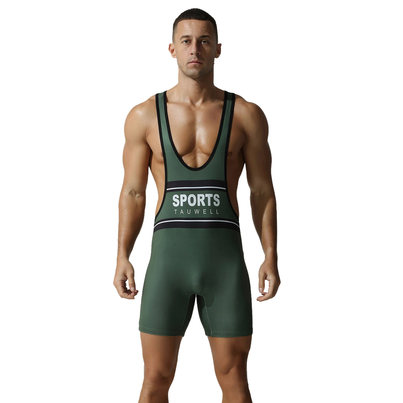 

Men Wrestling Singlets Athletic Sport Competition Training Bodysuit Sleeveless Cutout Active Boxer Bodybuilding Sports Jumpsuits