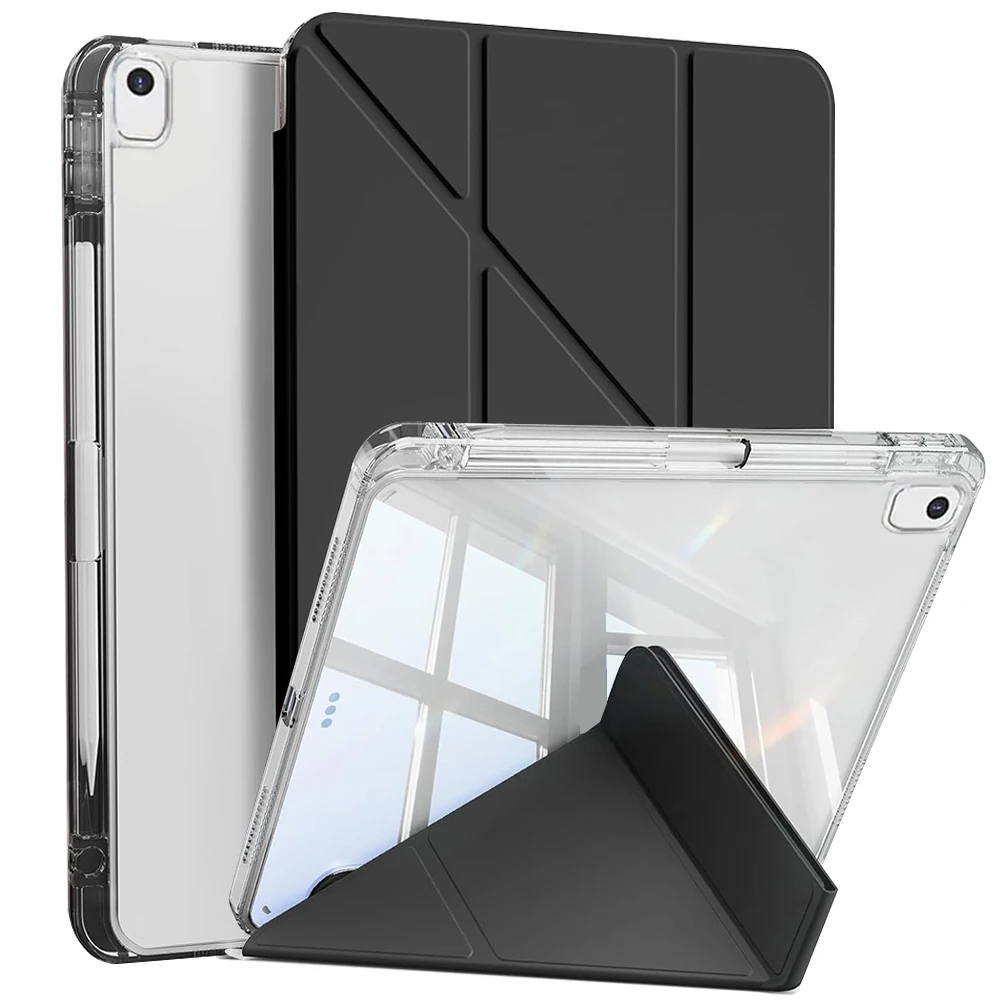 

Case for iPad 10.2 2019 2020 2021 7th 8th 9th 10.2", Y-Shaped Stand Slim Stylish Clear Case with Pencil Holder, Mutil Angles