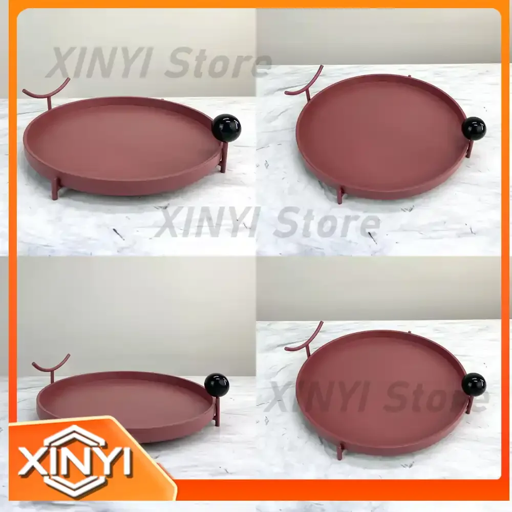 Modern Minimalist Luxury Metal Romantic Tray for Home Decoration Storage Tray for Model Room Sales Office Living Room
