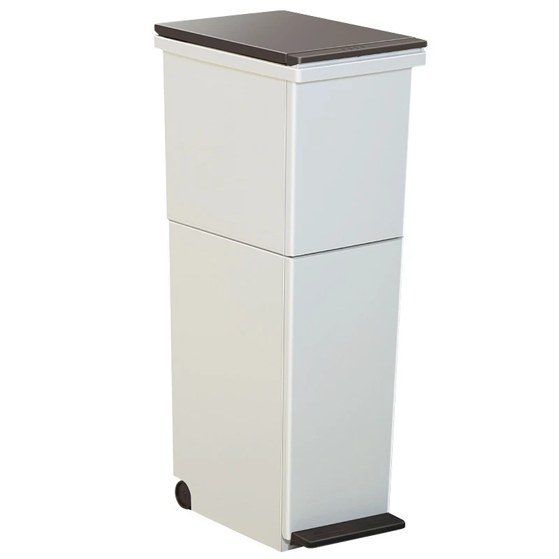 Double-layer kitchen sorting trash can dry and wet separation household foot press type large outlet narrow slot high trash can