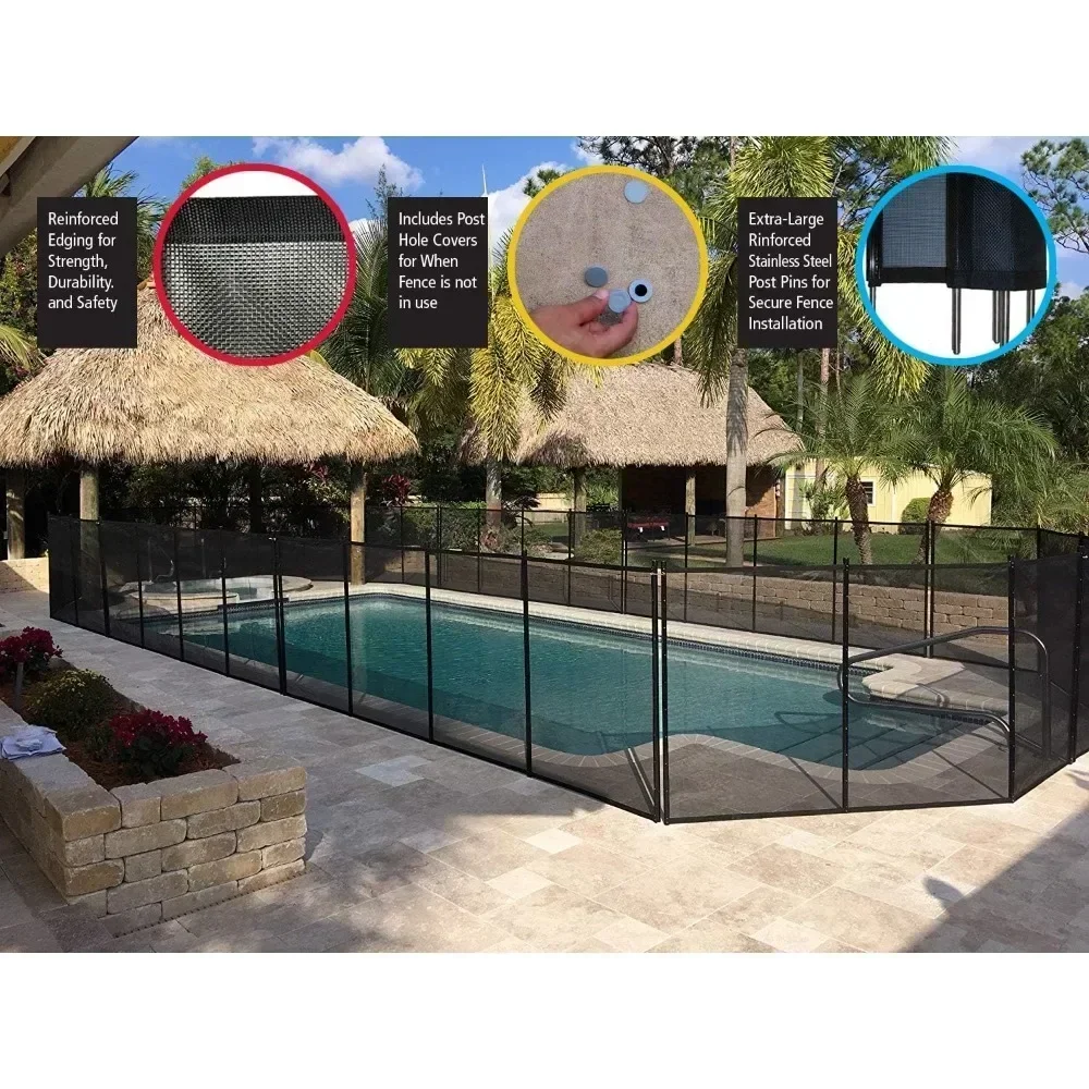 Pool Fence 5’ X 12’ Movable Child Safety Pool Fencing Flower Bed Fence Easy DIY Installation With Hardware Included Wire Mesh