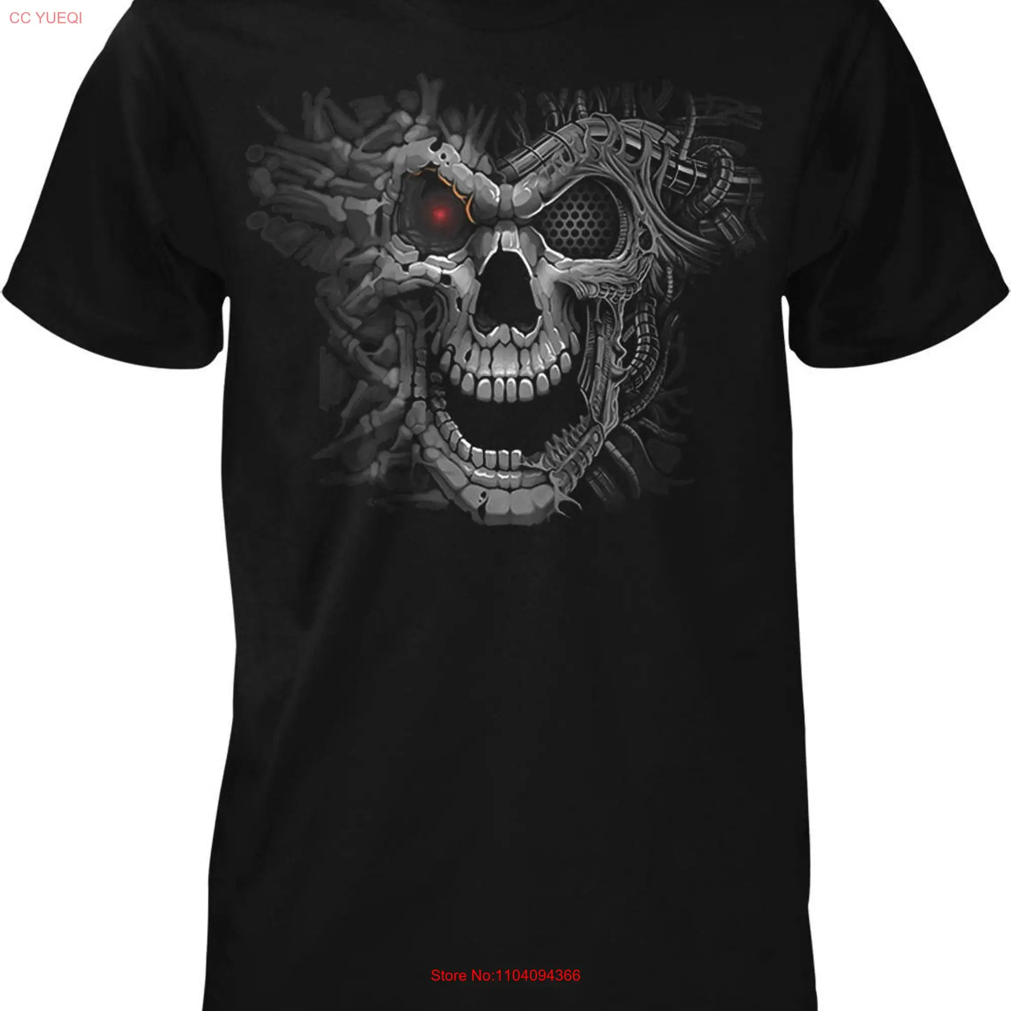 Cyborg Skull Men's T shirt HOOD_01090 long or short sleeves