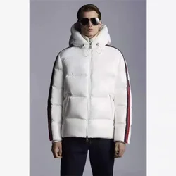 Moncl * R Winter mens white goose down jacket warm hooded slim fit puffer jacket coat male casual high quality thermal overcoat