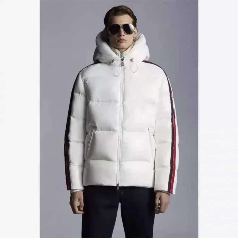 Moncl * R Winter mens white goose down jacket warm hooded slim fit puffer jacket coat male casual high quality thermal overcoat