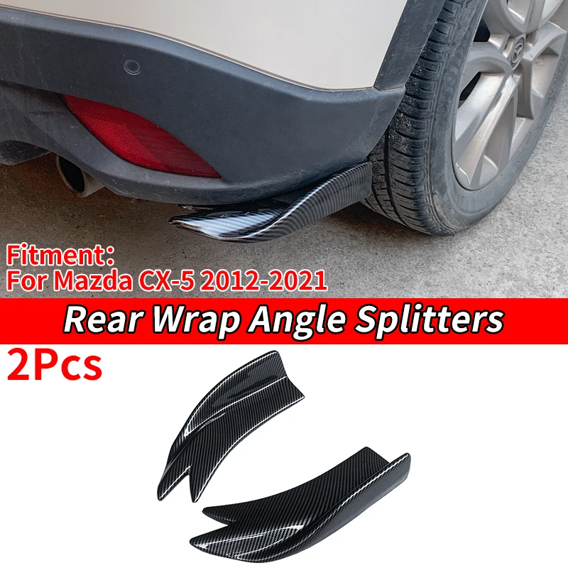 For Mazda CX-5 2012-2021 Car Rear Bumper Splitters Aprons Corner Spat Lip Wrap Diffuser Trunk Canard Wing Accessories Carbon ABS