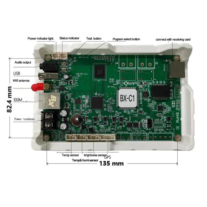 Onbon BX-C1 / BX-C1A Wi-Fi Assíncrono Full Color LED Controller Card Trabalho com Rceiving Card