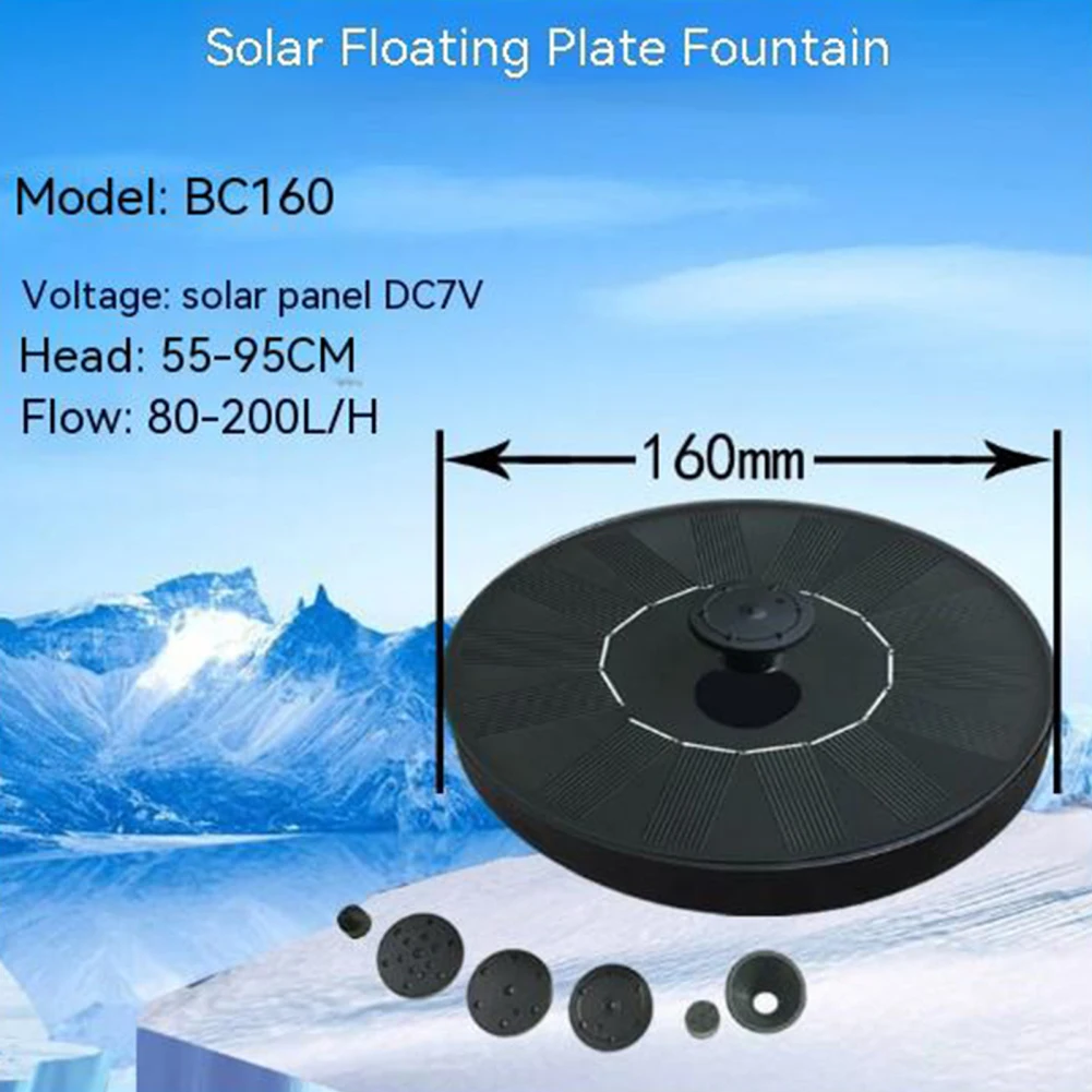 13cm/16cm Solar Fountain With 6 Nozzle Fast Starting High Efficiency Solar Power Bird Bath Fountain Pump