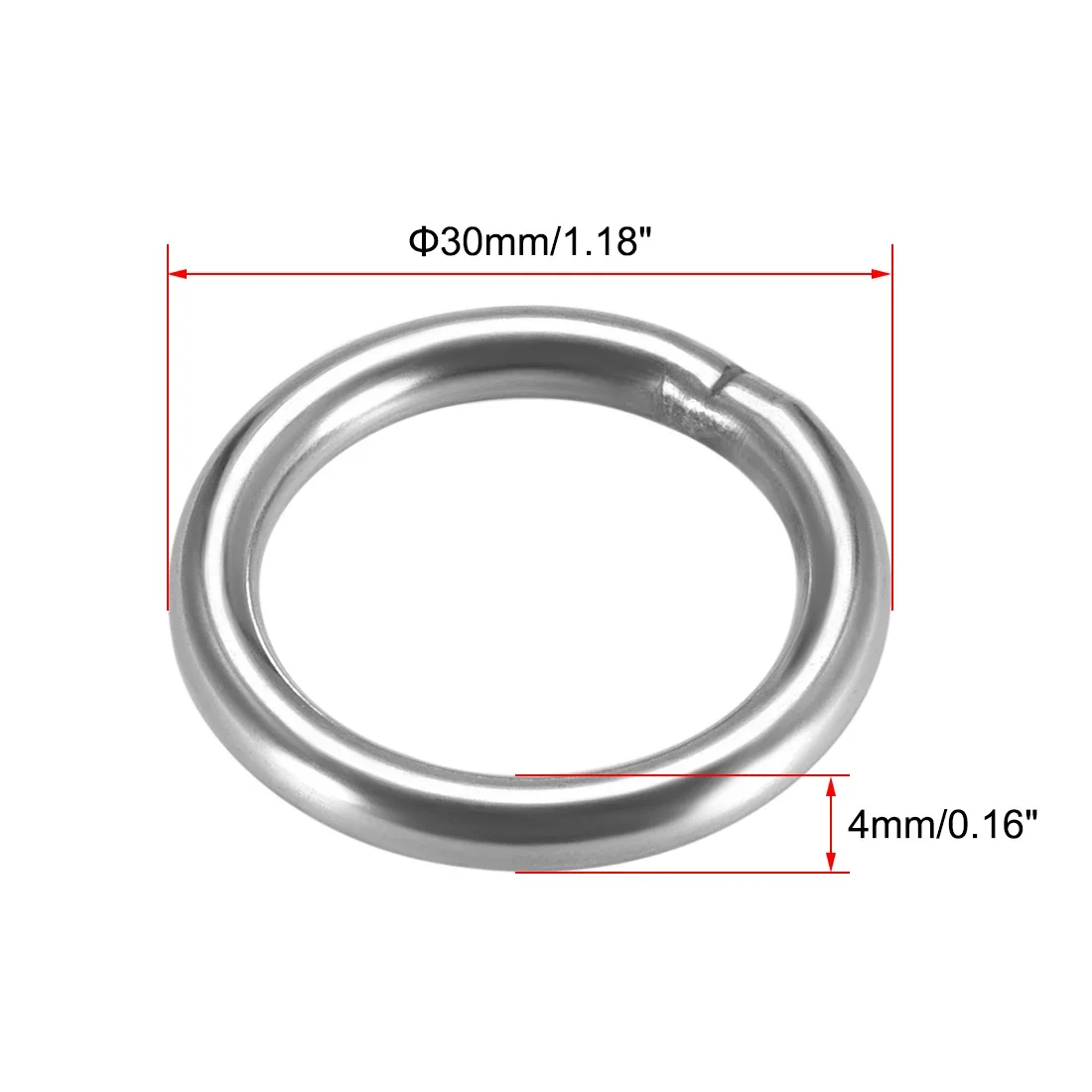 10pcs Stainless Steel O Ring 20/30/40/50/60mm Inner Diameter 3/4/5mm Thickness Strapping Welded Round Rings