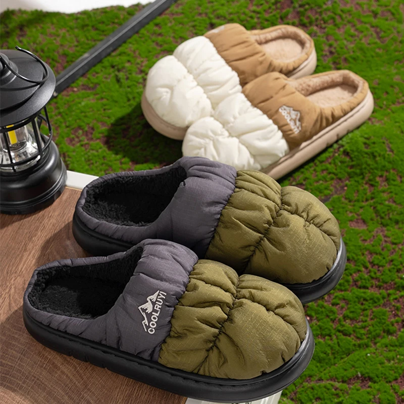 

Outdoor Camping Slippers Waterproof Windproof ，Indoor Home Thick Sole Non-Slip Puffy Slides for Men Women