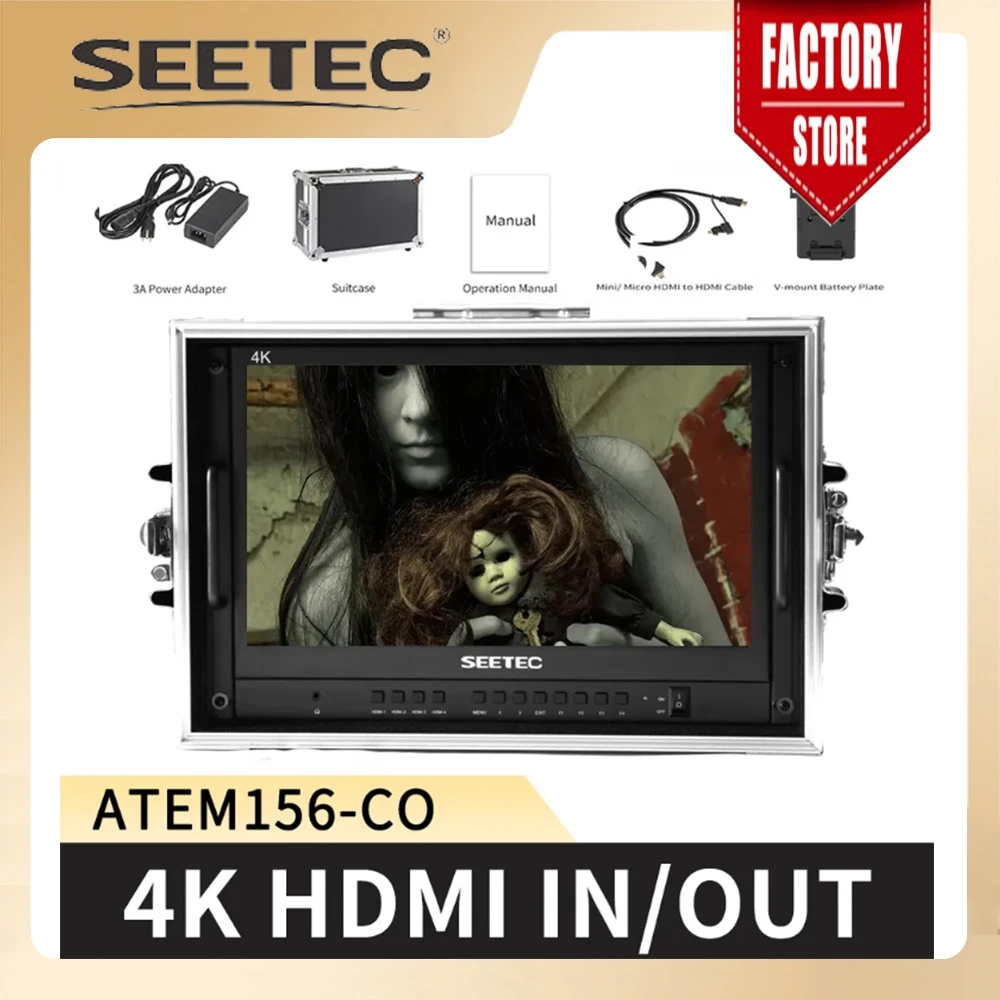 SEETEC 15.6” Director Monitor ATEM156-CO 4K HDMI Multiview Portable Carry-on Live Streaming Broadcast for ATEM Mini Mixer Pro