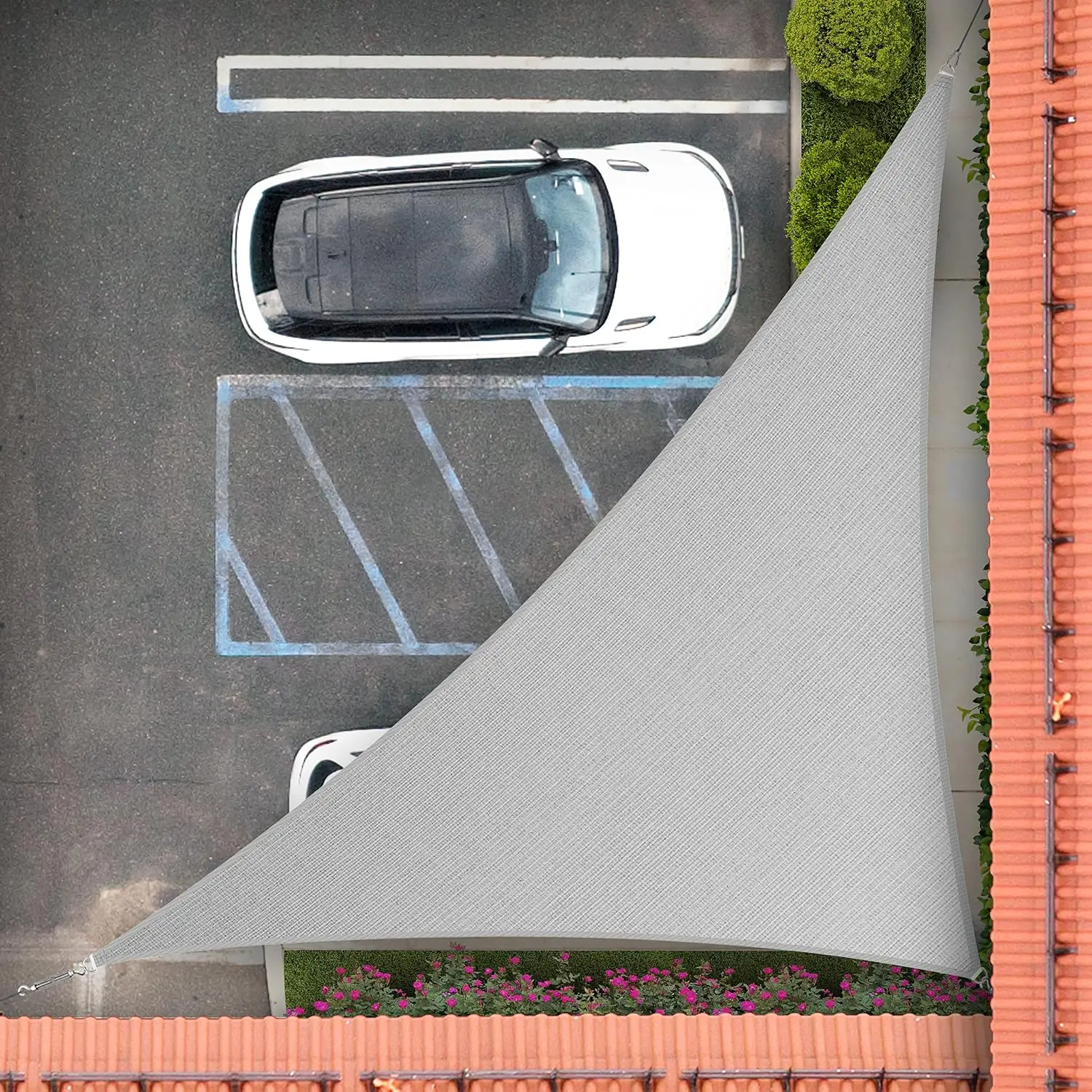 20'x20'x28.3' Grey Right Triangle Sun Shade Sail, 95% UV Block, 200GSM Heavy Duty, Water & Air Permeable Canopy Mesh for Patio