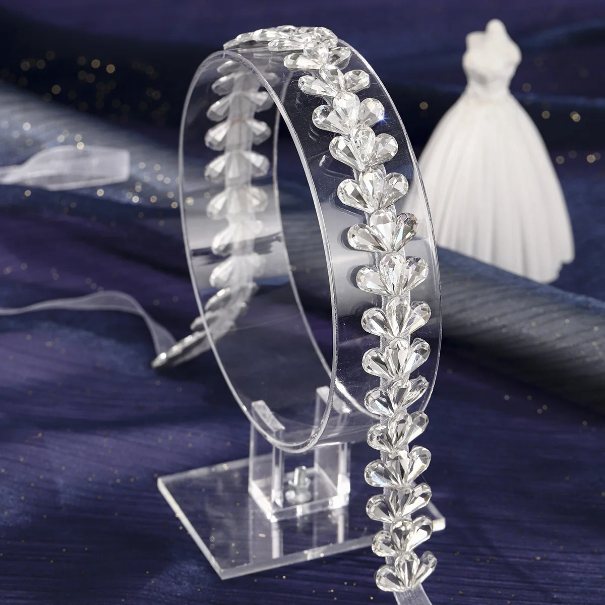 Silver Rhinestone Adhesive Waist Belt Sparkling Rhinestone Bridal Simple Wedding Belt For Women Party Dress Sash