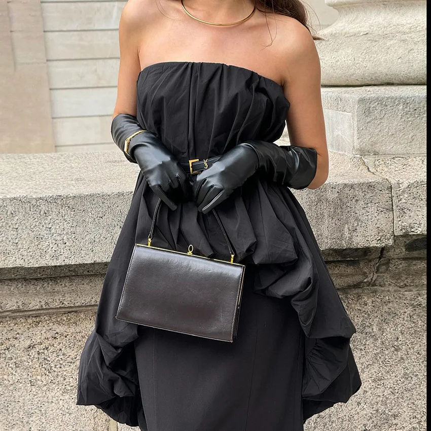 Vestido Casual E Off-oulder Sexy F com Cintura Alta Manga Longa Saia em Camadas Moda de Verão Uma Peça Primav...