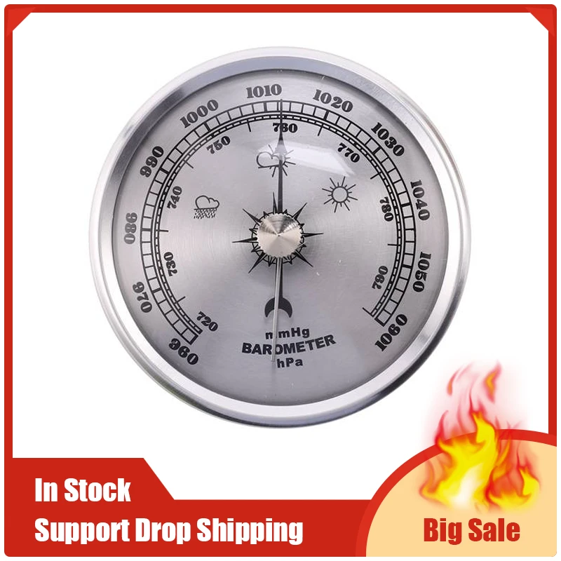 For Home Pressure Gauge Weather Station Metal Wall Hanging Barometer Atmospheric Multifunction Thermometer Hygrometer Portable