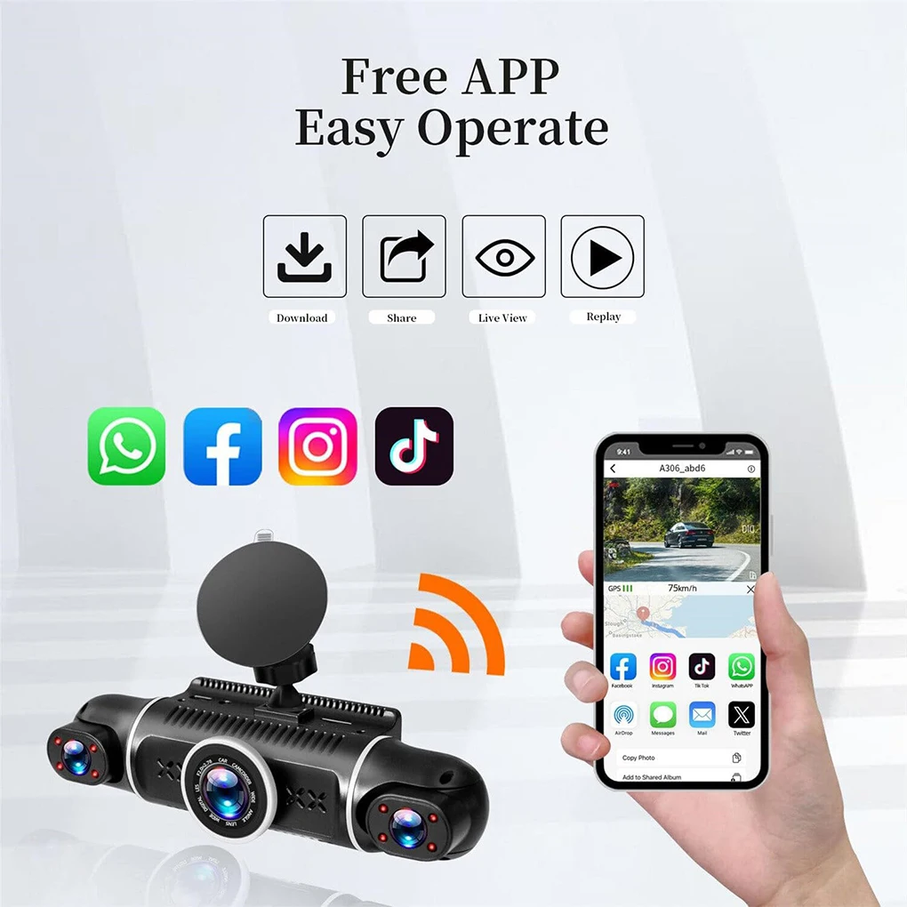 

4 Channels Dash Cam for Cars WIFI APP Video Recorder 1080P Car Dvr Rear View Camera Parking Monitor Black Box Car Accessories