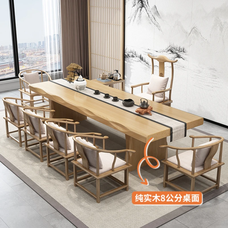 

Large Board Table Table-Chair Set Set Simple Solid Wood Kung Fu Zen Tea Table Log Tea Table