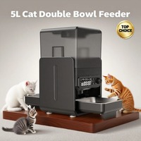 5L Automatic Cat Kibble Dispenser 2 Bowls Smart Voice Recorder Pluggable Control Panel Auto Cat Food Dispenser for Pet Dry Food