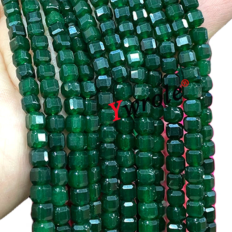 5x5MM Square Natural Chalcedony Emerald Green Stone Loose Spacer Beads for Jewelry Making Diy Bracelet Charms Accessories