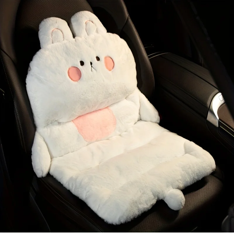 1 Item Super Soft Plush Car Seat Cushion Cartoon Bear Backrest One Body Cute Car Decorate Interior