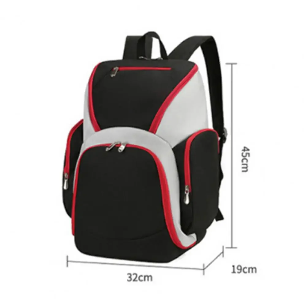 Basketball Backpack Large Capacity With Separate Ball Holder Smooth Zipper Multi Compartments Splash Proof Youth Large Sport Bag