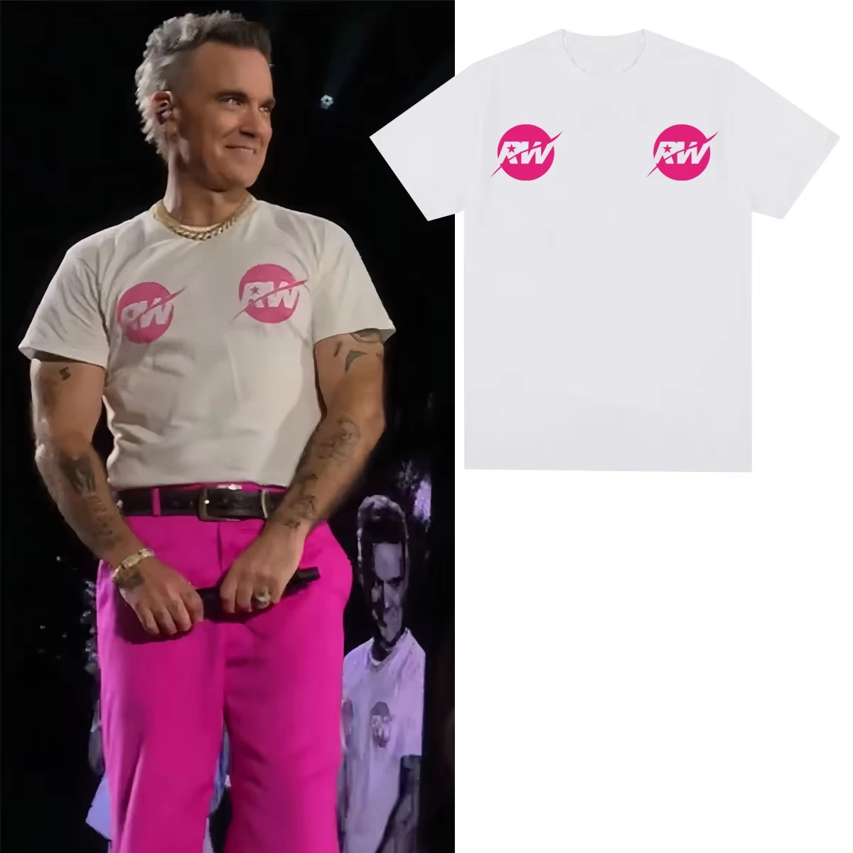 Robbie Williams Tour Same Style Graphic Print T-Shirt Men Women High-street Fashion Cotton Loose Casual Oversized Short Sleeve
