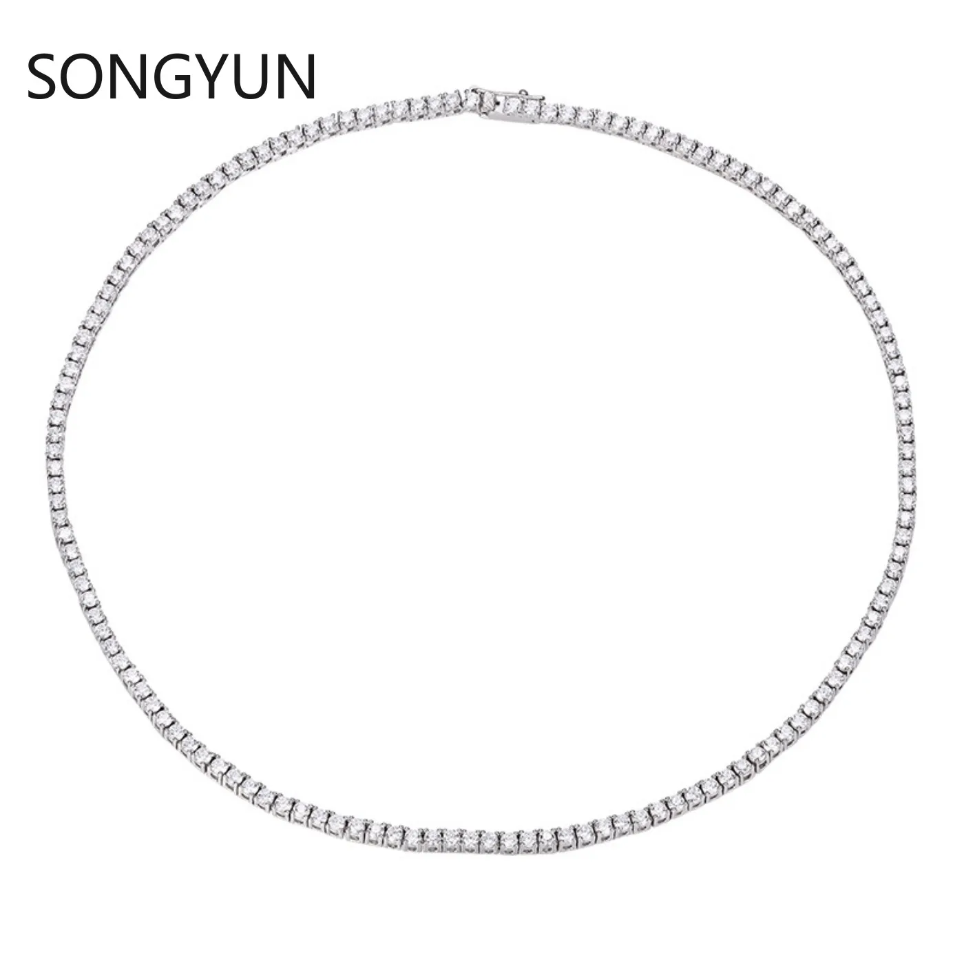 SongYun Luxury Jewelry 925 Sterling Silver Tennis Chain Necklace For Women Men Moissanite Diamond Tennis Necklaces Fine Jewelry