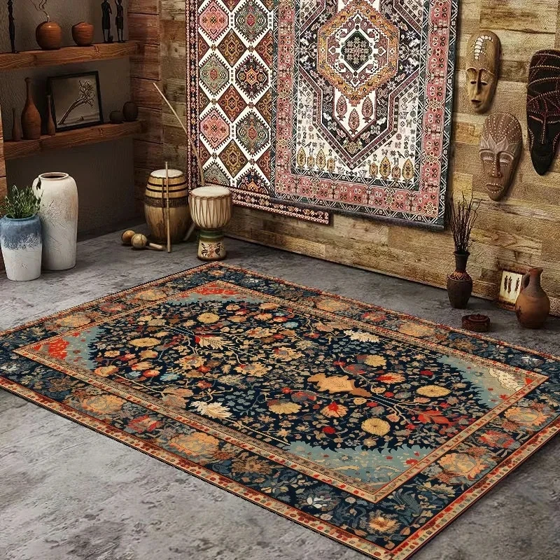 Persian American Retro Carpet Large Area Living Room Decoration Home Ethnic Style Bedroom Rug Cloakroom Lounge Soft Mat Washable