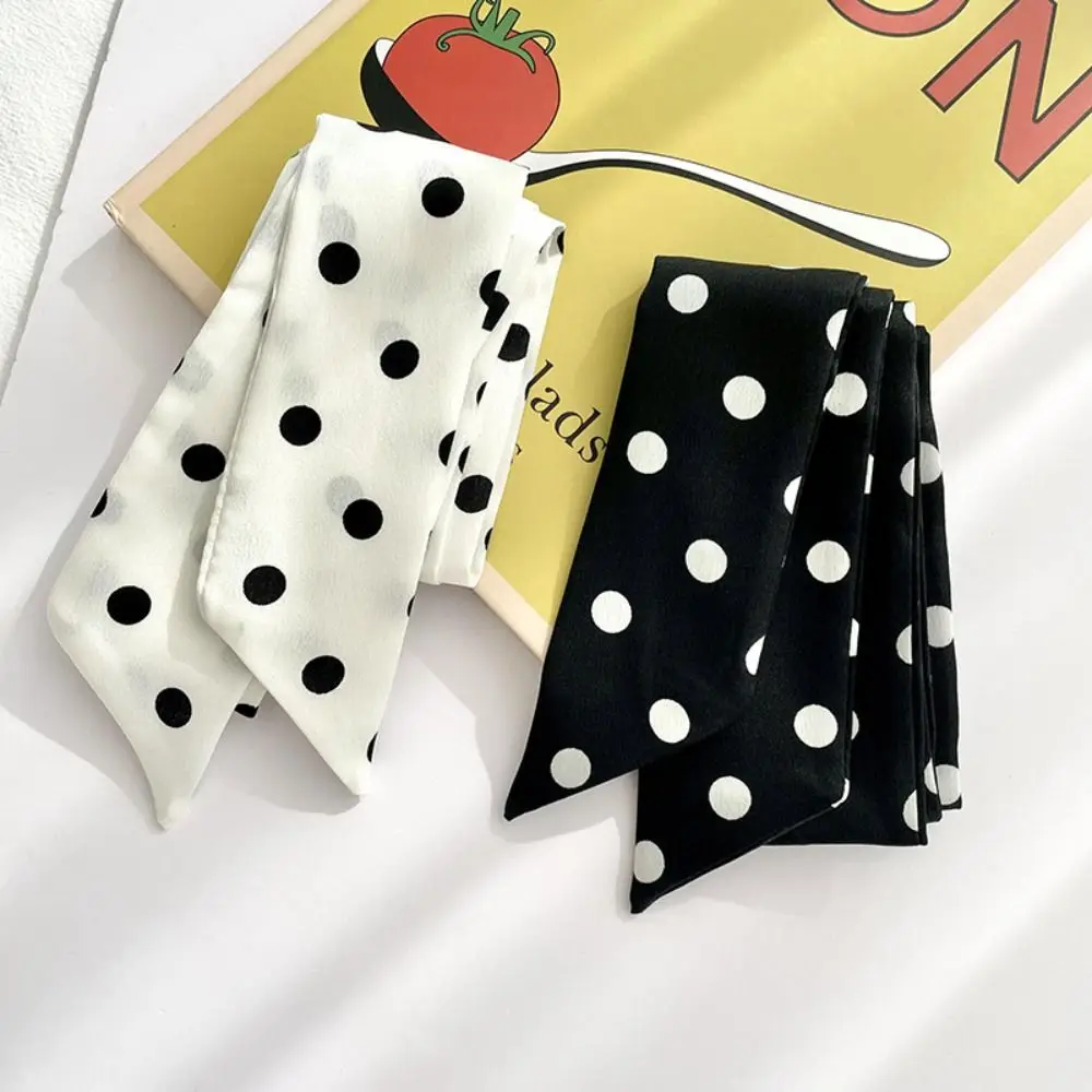 

Luxury Ribbon Polka Dot Scarf Retro Printed Scarf Headband Hair Accessories Korean Style Long Scarves Outdoor