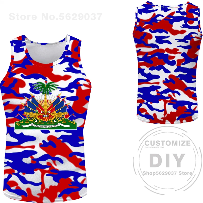 Haiti Male Youth Vest Free Custom Name Hti Tank Top Nation Flag Country Ht French Haitian College Print Photo Sleeveless T-Shirt