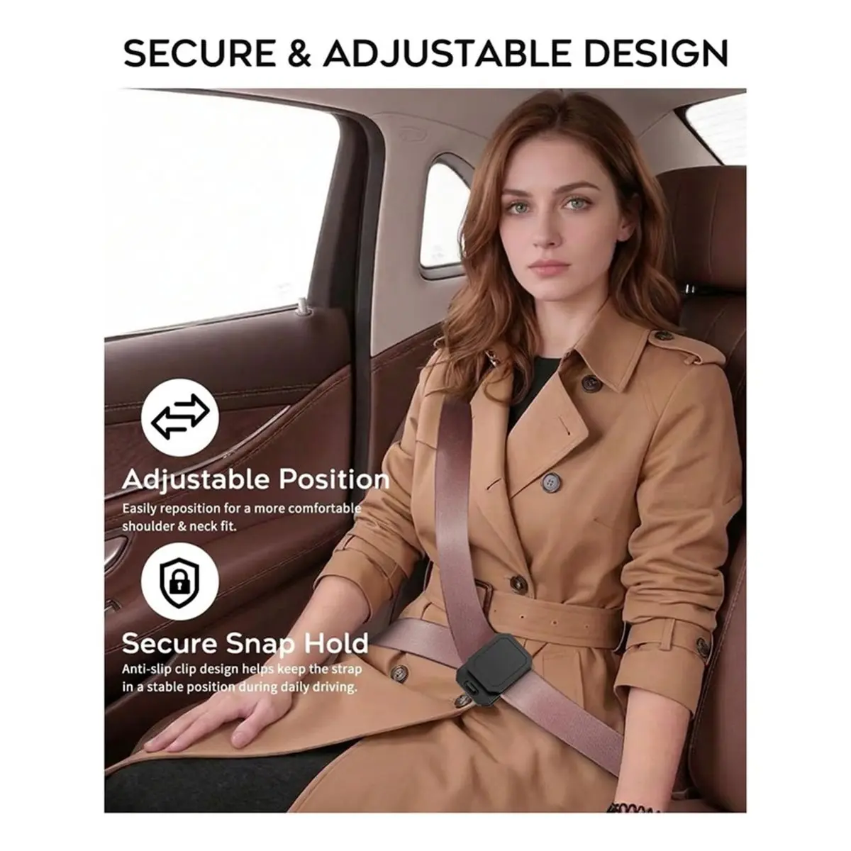 【~ New ABKM】4 Pack Seat Belt Comfort Pad Clips, Neck & Shoulder Protector, Anti-Slip Snap Design for Universal Vehicles