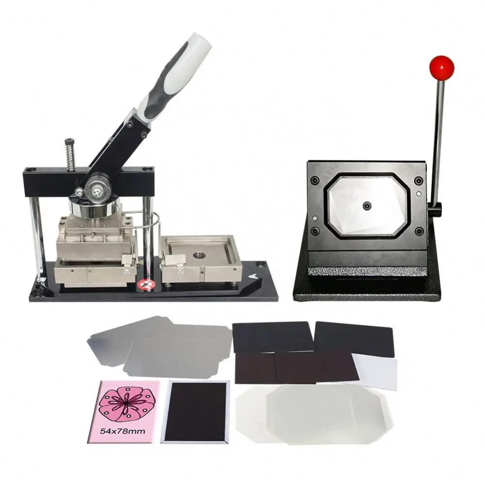 HOT SALE Rectangle 54x78mm Button Maker Kit Badge Maker Machine  + Paper Cutter + 500pcs Magnet Button Supplier