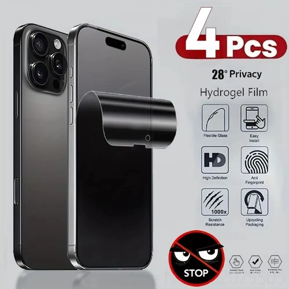 

4PCS Anti-Spy Privacy Hydrogel Film For iPhone 17 Pro Max 16E 14 15 Plus 13 12 11 16 Pro Max Air X XS XR Screen Protector Film