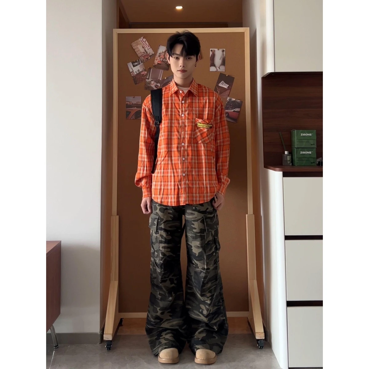 

Мужские камуфляжные рабочие брюки в американском стиле, осенние, модные, в стиле хип-хоп, свободные, прямые, повседневные, длинные, джинсовые