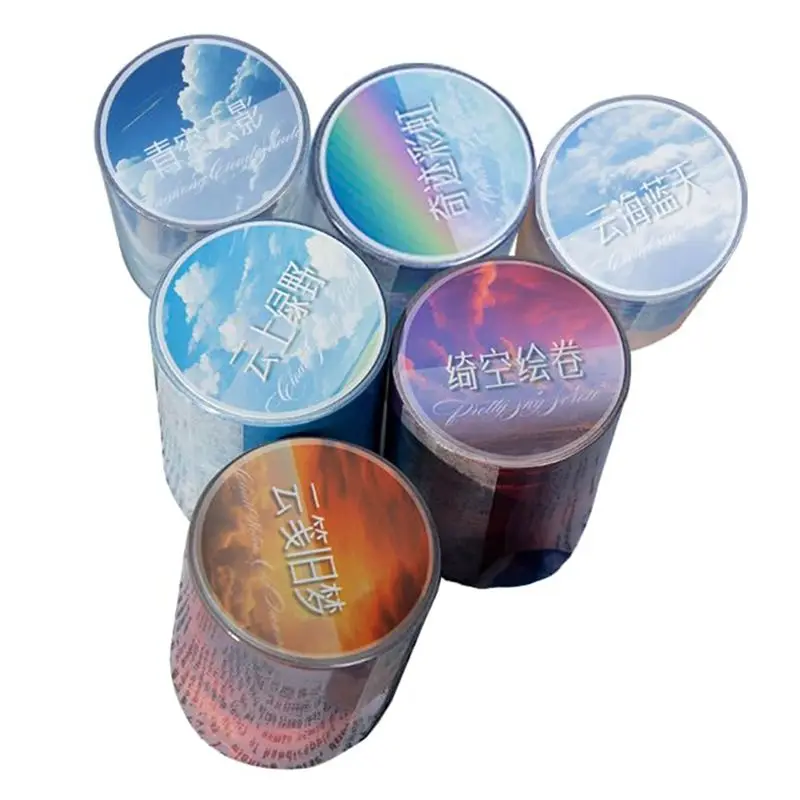 6Pcs Washi Paper Tape Decorative Adhesive Tapes Vintage Clouds In The Sky Suitable For Bullet Journal Supplies