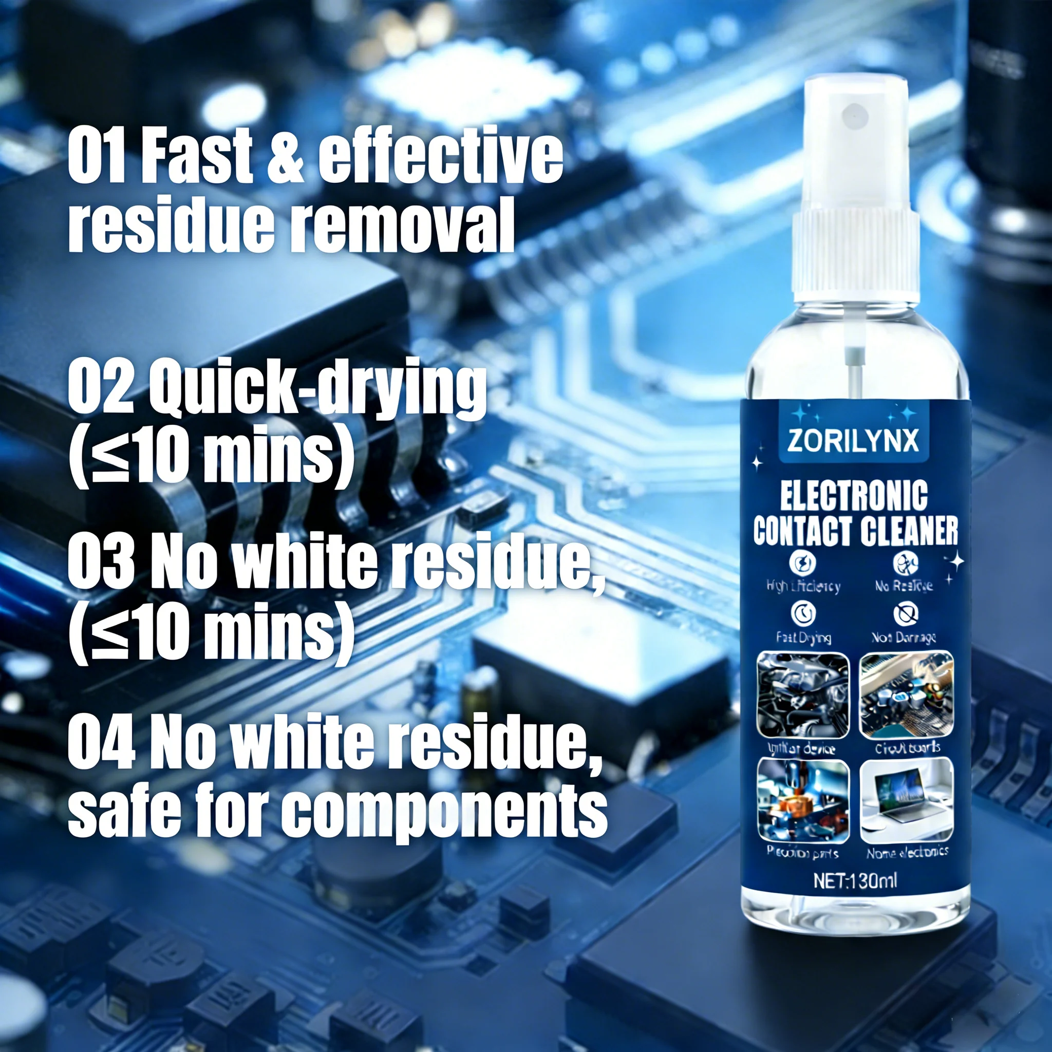 130ml Electronic Contact Cleaner Spray Fast Drying Non-Conductive PCB Circuit Board Cleaner for PC Laptop Phone Repair Zorilynx