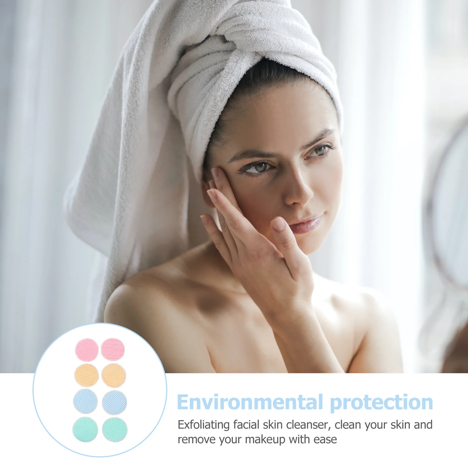 8 قطعة منصات إزالة ماكياج ألياف الخيزران قابلة لإعادة الاستخدام تنظيف الوجه نفخة لينة المحمولة مزيل ماكياج مناديل مع حقيبة التخزين #4