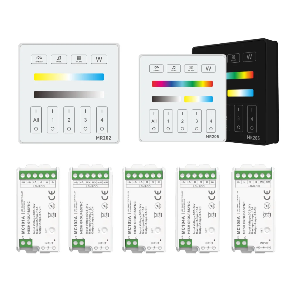 LED Controller MC101A-MC105A MR201-MR205 Touch Panel Remote DC12V 24V Dimmer For RGB CCT RGBW RGBCCT LED Strip