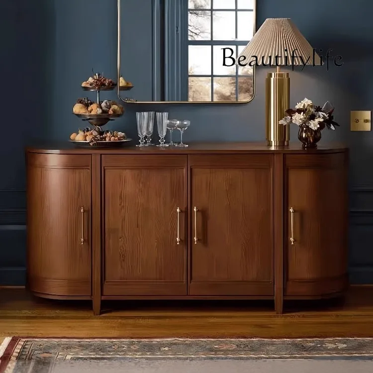 French retro entrance cabinet opposite door shoe cabinet small apartment American solid wood partition decorative cabinet