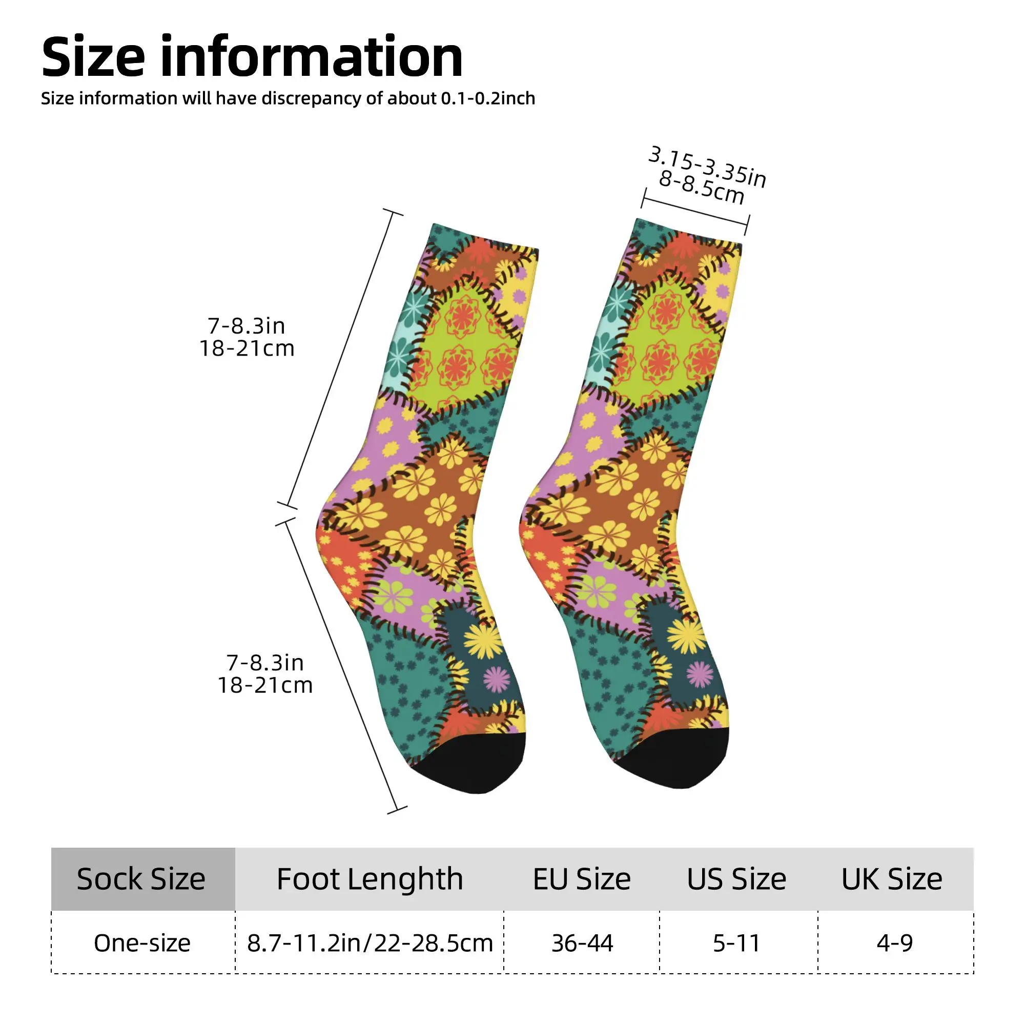 1pc Patchwork Patterns  Printed Men's Socks Novelty Hip Hop Harajuku Pattern Crew Sock Casual Gift