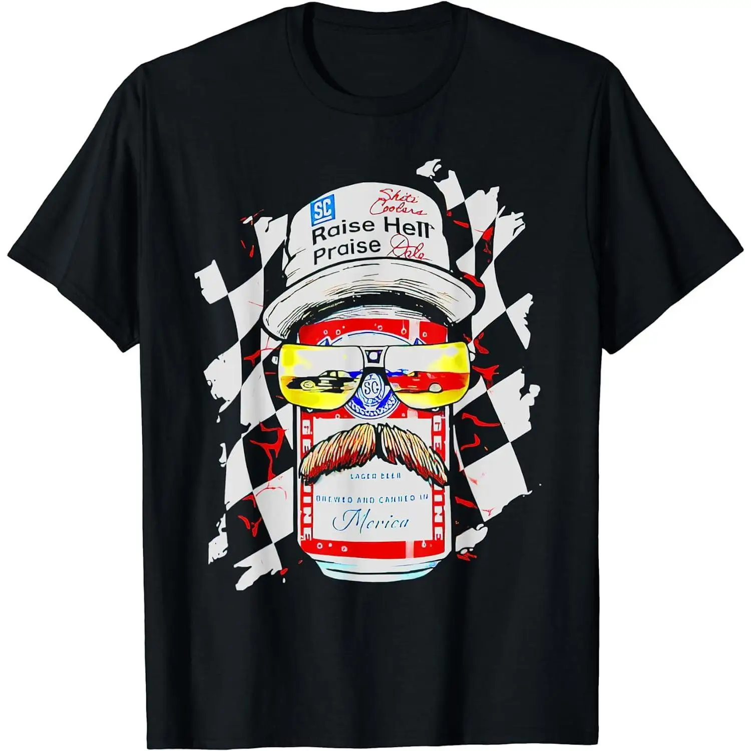 

Women's Black Cotton Short Sleeve Raise Hell Praise Dale Vintage Funny Driking Beer T-Shirt Black