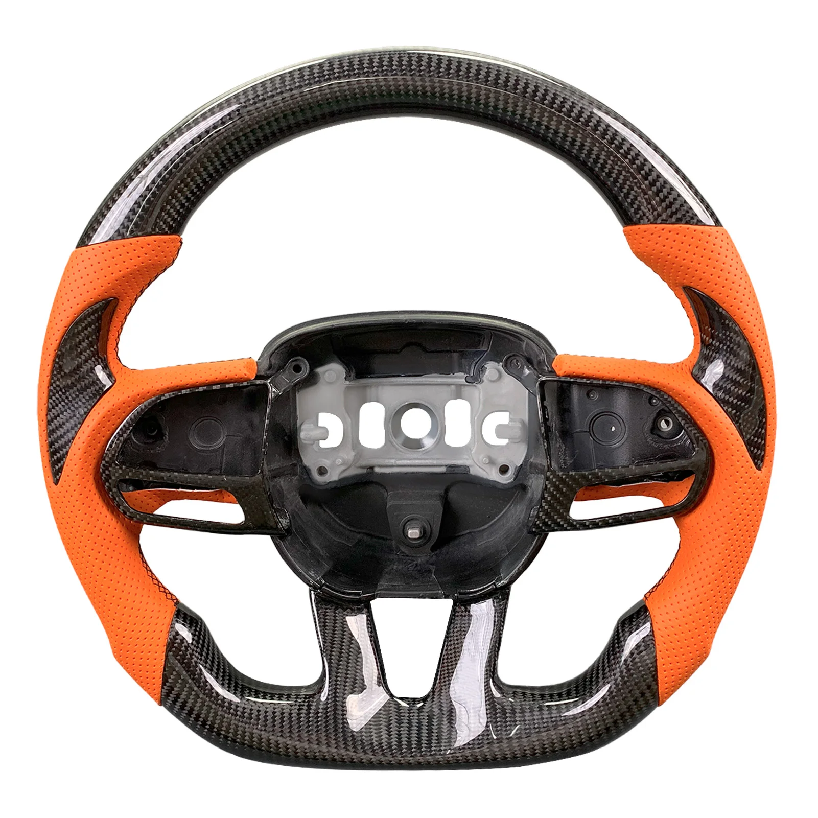 Customized Leather & Carbon Fiber Steering Wheel For Dodge Hellcat Charger Challenger SRT