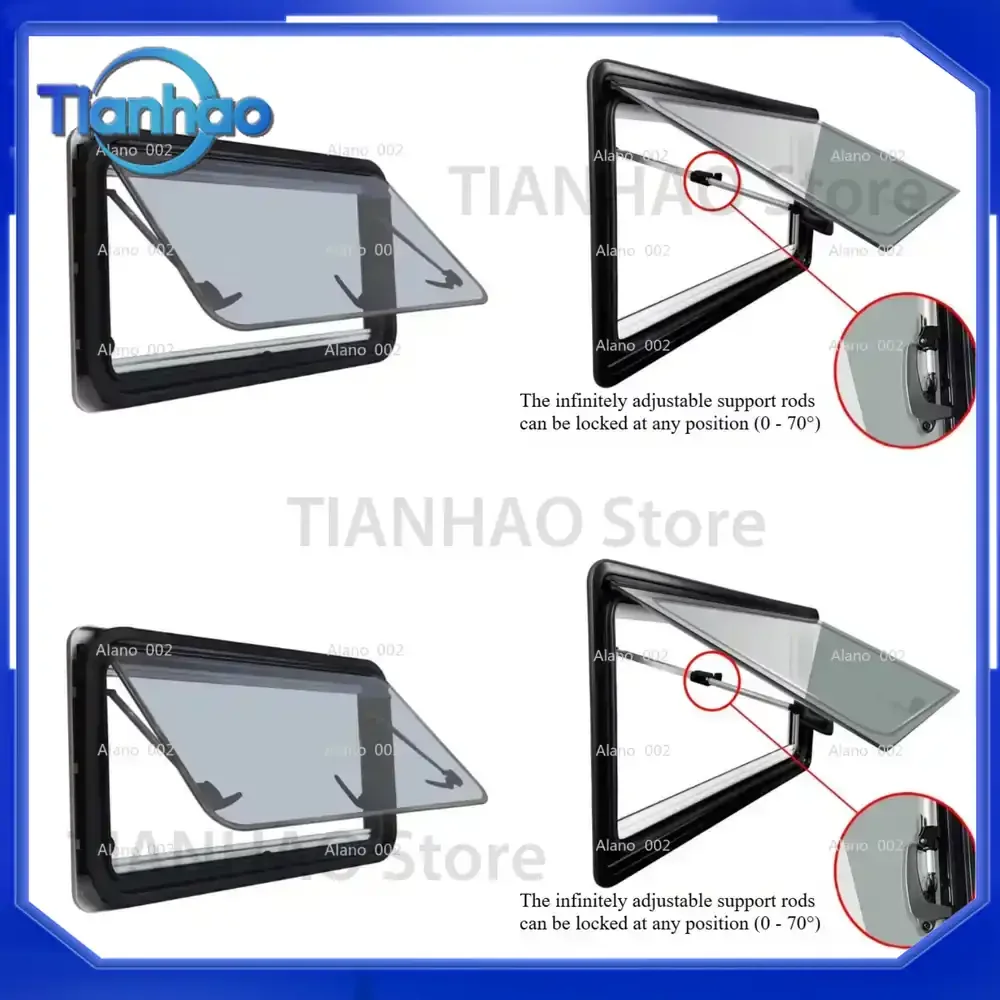 Right-angle Push-out Window with Integrated Scroll Curtain for RV Series One-stop RV Accessories