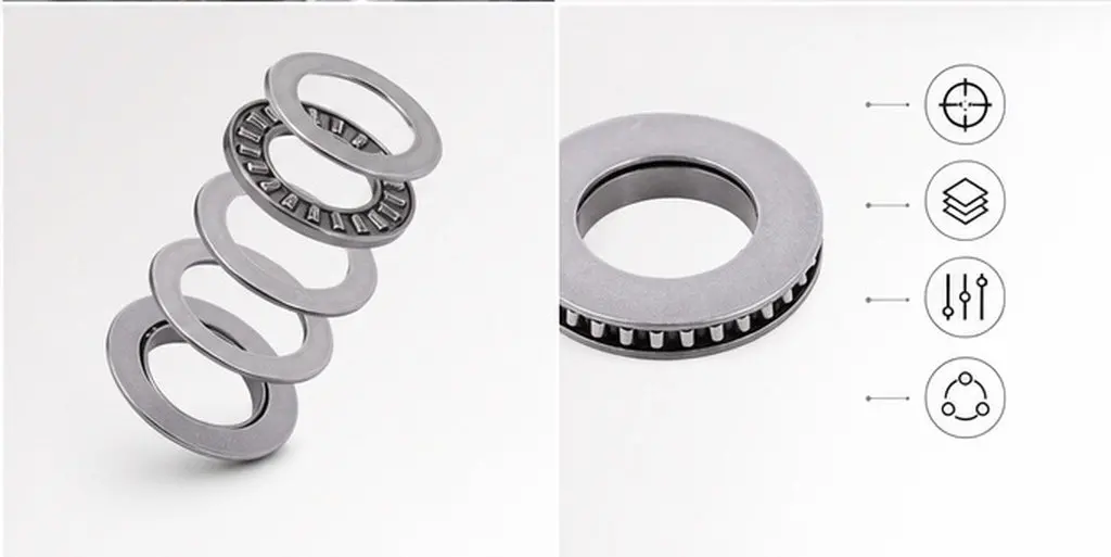 5 pcs Thrust Ball Bearing Needle Roller Bearings Steel Cage For Low Friction Smooth Rotation Thrust Axial Load Metal Bearing