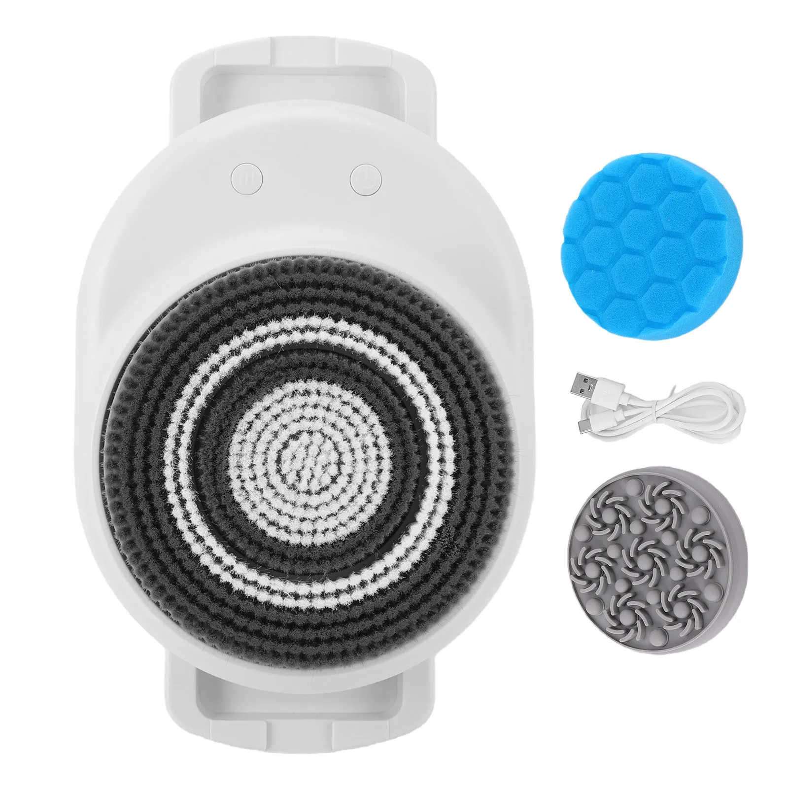 Wall Mounted Body Brush IPX7 Water Proof Handsfree Exfoliating Brush Adjustable Height with 3 Brush Heads Electric Body Brush