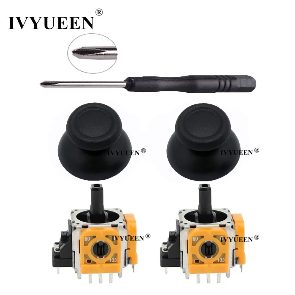 IVYUEEN for Dualshock 4 PS4 PRO Slim Controller 3D Analog Thumb Stick 3 Pin Sensor Module Potentiometer with ThumbSticks Caps