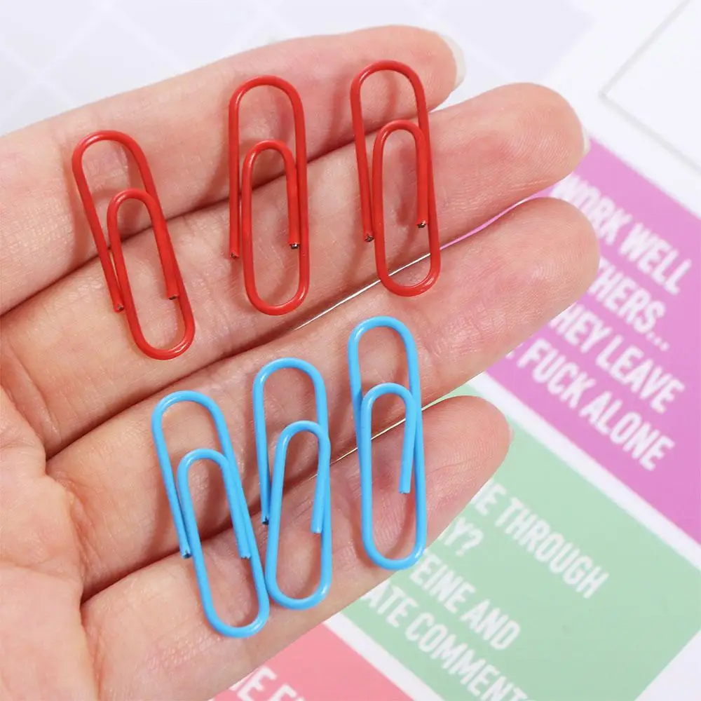 50PCS Mini Creative Metal Paper Clips Alloy Binding Bookmark Clip Colored Binder Clamps Office