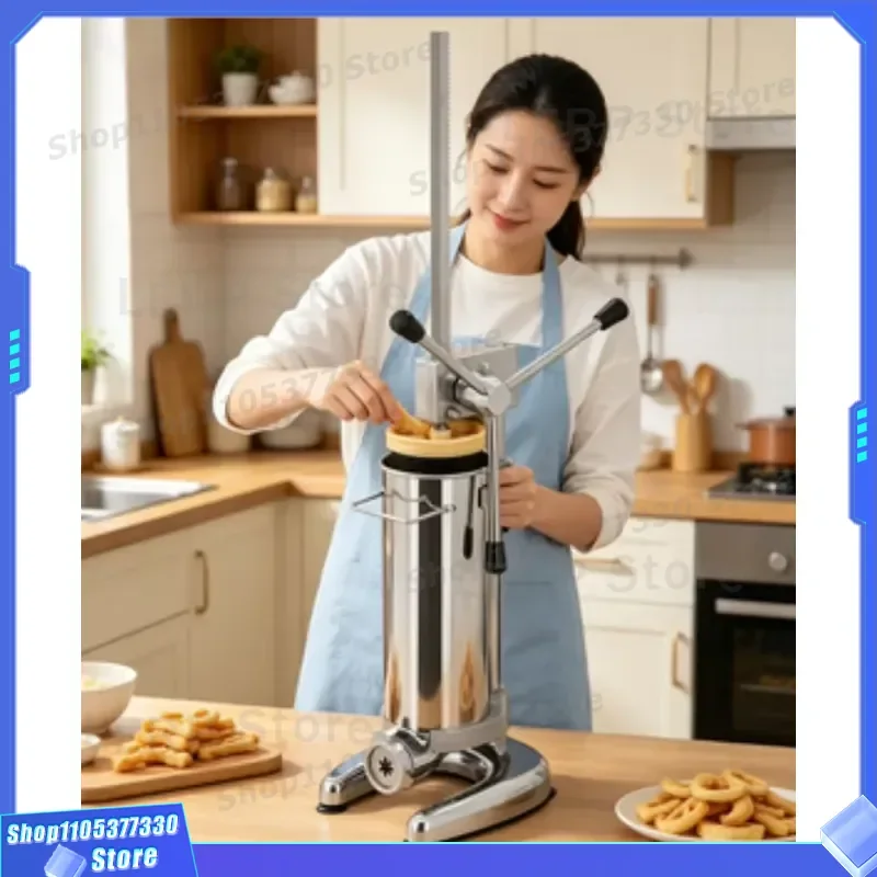 Electric Churros Maker Machine 2L 3L Capacity Spanish Snack Dough Extruder with 5 Nozzles for Home Kitchen Commercial Use