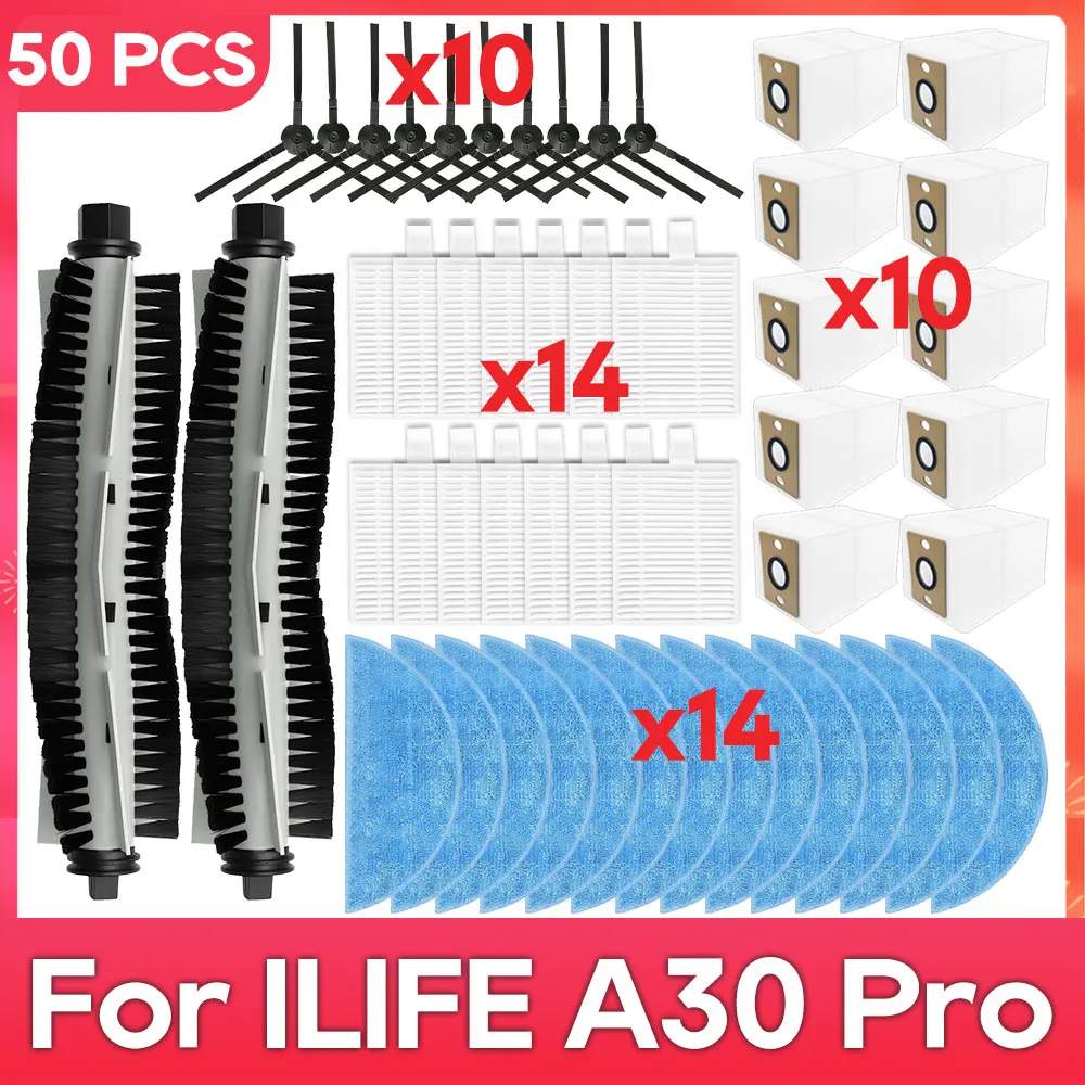 Fit For ( ILife A30 Pro ) Main Side Brush Filter Mop Dust Bag Parts Accessories Robot Vacuum Cleaner Kit